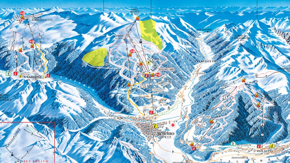 De pistekaart van Bormio.